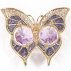 Fluture Albastru-Violet cu Cristale Swarovski - placat cu Aur24K 