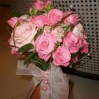 Buchet de Mireasa cu Trandafiri Roz si Miniroze Roz