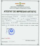 Atesta IMPRESAR ARTISTIC