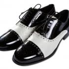 pantofi alb cu negru ginere, mire, ocazie, cu siret